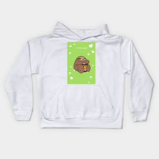 "I Love You" Sloth Playing Djembe Kids Hoodie